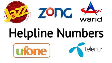 Helpline Number For Ufone Jazz Warid Telenor Zong Code