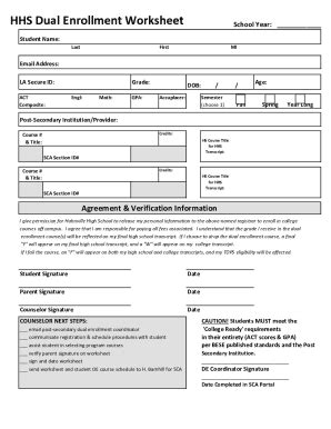 Fillable Online HHS Dual Enrollment Worksheet Fax Email Print PdfFiller