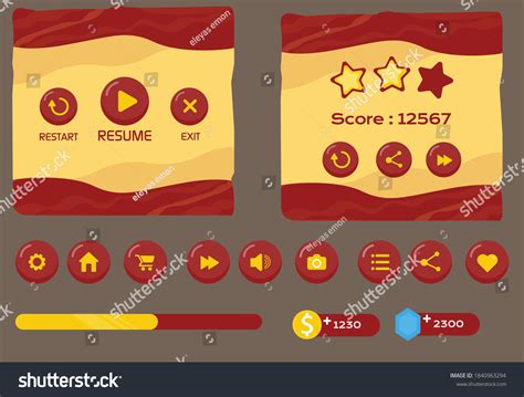 Game App Ui Icon Kit Designgame Stock Vector (Royalty Free) 1840963294 ...