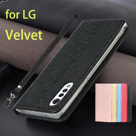 Funda De Cuero Pu Brillante Estilo Seda Para LG Funda Con Tapa De