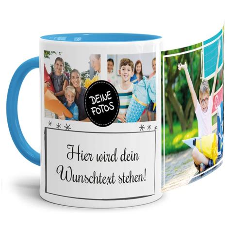 Tasse Mit Fotocollage Und Wunschtext Fotos Innen Henkel Hellb