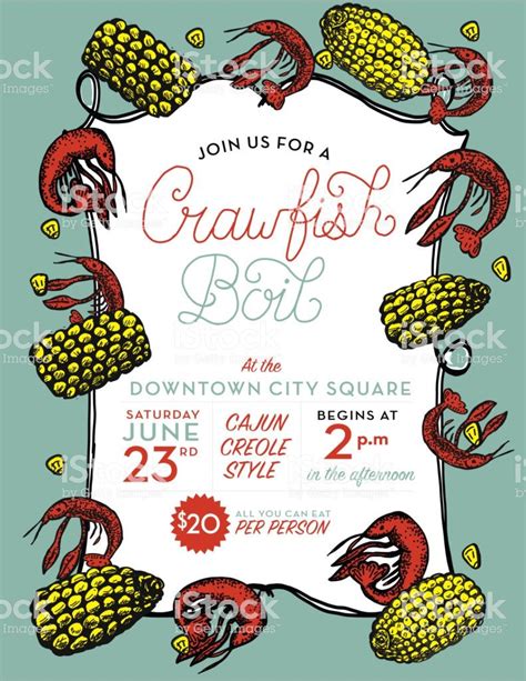 Crayfish Or Crawfish Invitation Design Template Cajun Creole Style