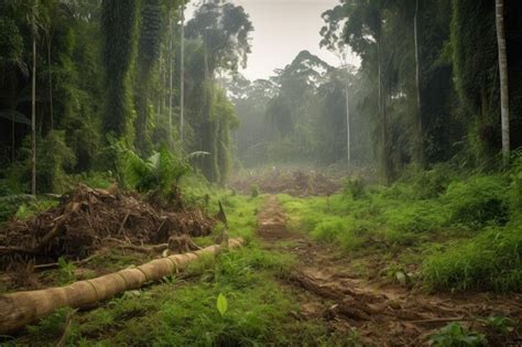 Premium AI Image | Humid forest with trees and plants lush and green ...