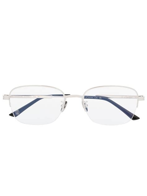 Cartier Eyewear Square Frame Engraved Logo Glasses Farfetch