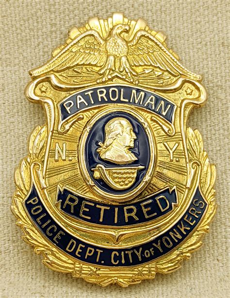 Beautiful 1949 Yonkers NY Police Patrolman Retirement Badge of Frank P ...