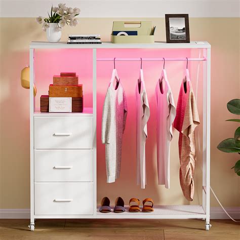 Amazon.com: LAKEMID Dresser with Hanging Rack, Cute Wardrobe Dresser ...