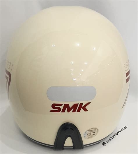 Capacete Smk Retro Custom Seven Branco Vermelho Customize Moto