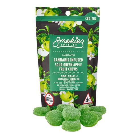 Sour Green Apple Gummies 1 1 Thc Cbg 100mg Smokiez 100mg Edibles Smokiez Indica Rec