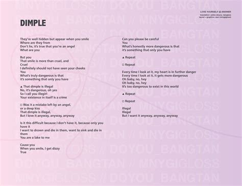 Loveyourself結answer Lyrics Dimple Bts Lyric Bts Song