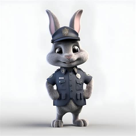 Premium AI Image | 3D Render of a Cute Easter Bunny with a Police Costume