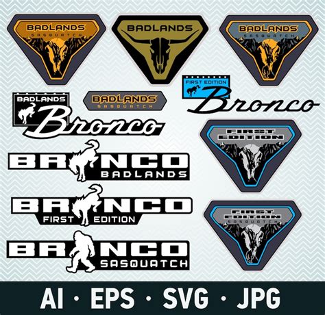 Ford Bronco Side Fender Badges SVG Bundle Badlands First Edition