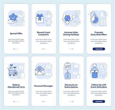 Premium Vector Discount Strategy Light Blue Onboarding Mobile App