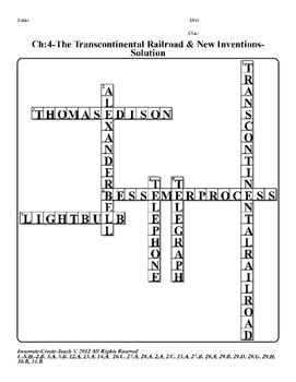 U S History Staar Crossword Puzzle Ch The Transcontinental Railroad