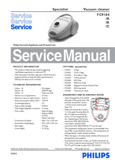philips fc     vacuum service manual  schematics