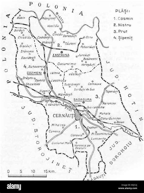 1938 map of interwar county Cernauti Stock Photo - Alamy