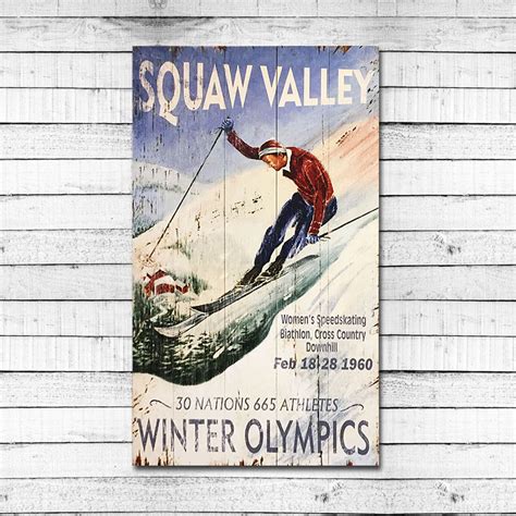 Winter Olympics Vintage Ski Sign Personalized Wood Sign