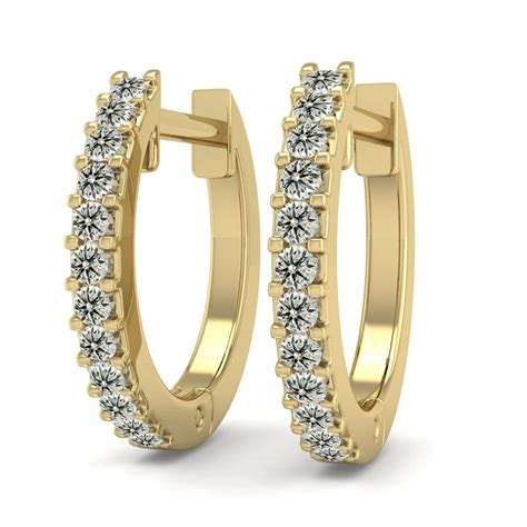 Superjeweler 18 Carat Diamond Mens Hoop Earrings In 14 Karat Yellow