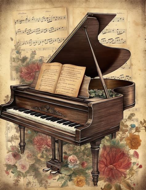 Premium AI Image | Music old paper vintage digital paper