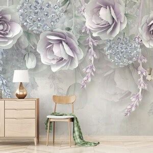 D Embossed Effect Lilac Wallpaper Wall Mural For Beautiful Living