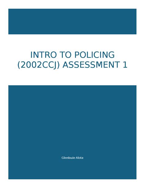 Assignment 1 Introduction To Policing Copy Glenlouie Alota INTRO TO