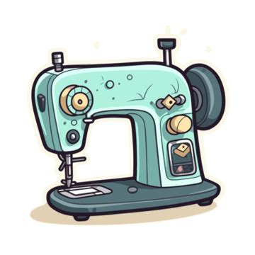 Cute Sewing Machine Sticker Clipart Vector Sticker Design With Cartoon