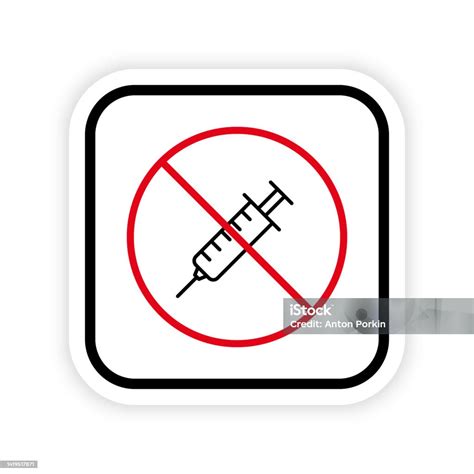 Syringe Drug Black Line Ban Icon Narcotic Inject Forbidden Outline