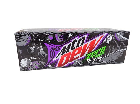 Fresh 12 Pk Mountain Dew Pitch Black Zero Sugar Soda Emporium