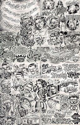 Boog From The Streets With Love Gangsta Style Tattoo Flash Sheet Set