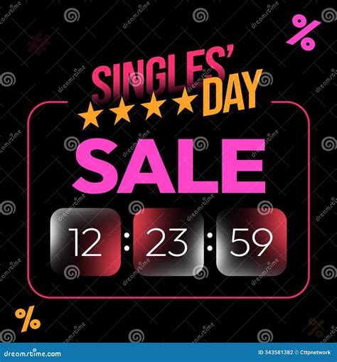 Singles' Day Sale Countdown Background Design With Colorful Typography