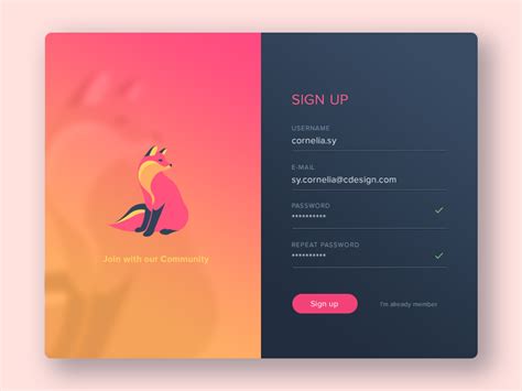 Sign Up Form :: Daily UI #001 by Kimberly Leslie on Dribbble