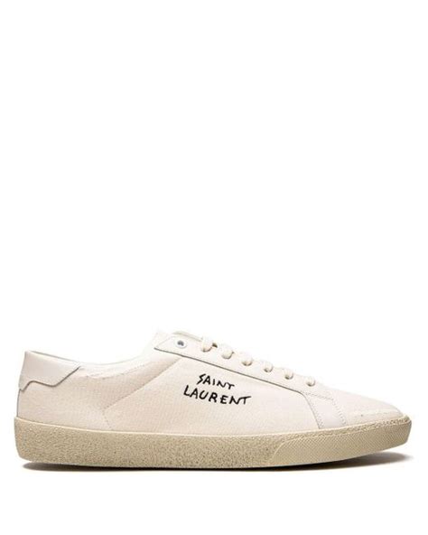 Ysl Court Classic Sl06 Embroidered Sneakers In White For Men Lyst