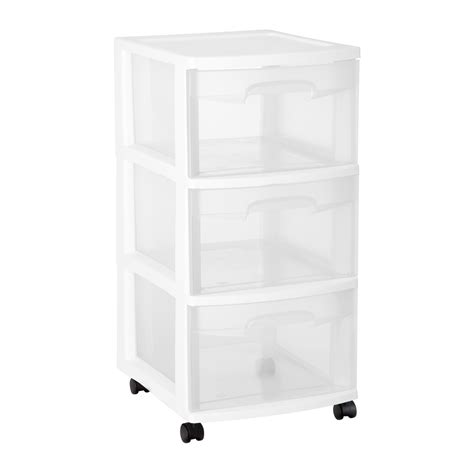 3 Drawer Plastic Storage Rolling Cart Cabinet Organizer Container Set