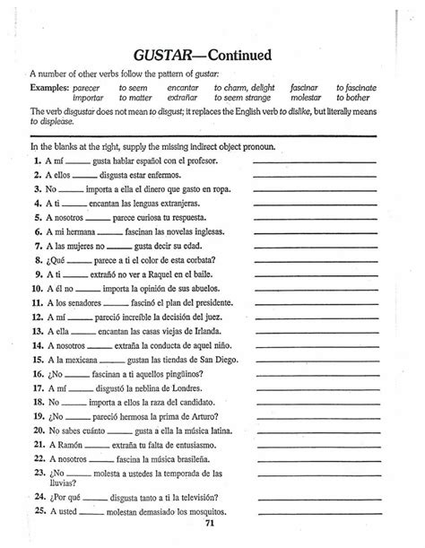 Gustar Spanish Reading Passage And Worksheets Woodward Spanish