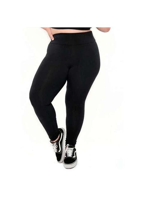 Cal A Legging Selene B Sica Fitness Plus Size Feminina Preto Preto