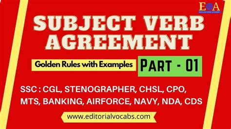 Subject Verb Agreement Syntax Part Golden Grammar Rules Ssc Cgl