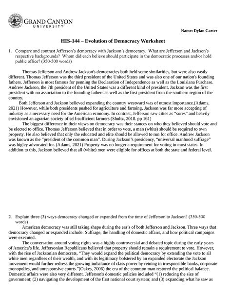 HIS 144 T 3 Evolution Of Democracy Worksheet Hist 144 GCU Studocu