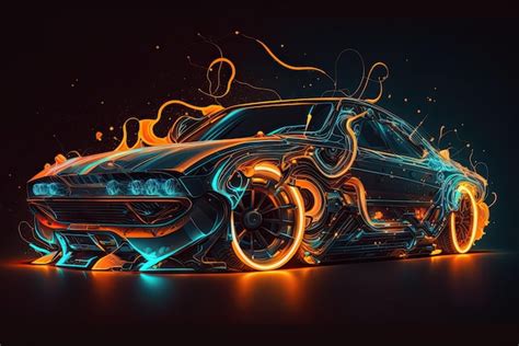 Premium Photo | Abstract canvas neon light car automobile artwork design digital art wallpaper ...