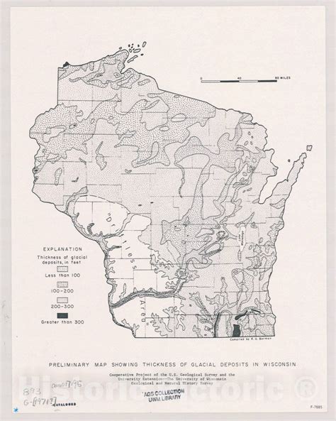 Map Wisconsin 1971 Preliminary Map Showing Thickness Of Glacial Dep