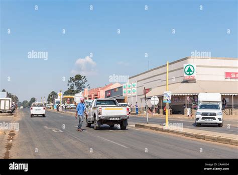 BELFAST, SOUTH AFRICA - MAY 22, 2019: A street scene, with businesses ...