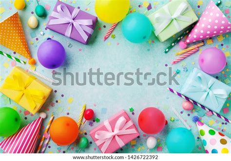 Birthday Party Banner Background Colorful Balloons Stock Photo ...