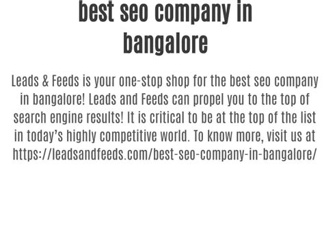 PPT Best Seo Company In Bangalore PowerPoint Presentation Free