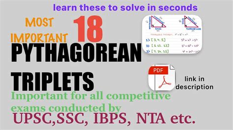 Most Imp Pythagorean Triplets Ssc Ibps Niacl Chsl Cpo Cgl Mts Aai