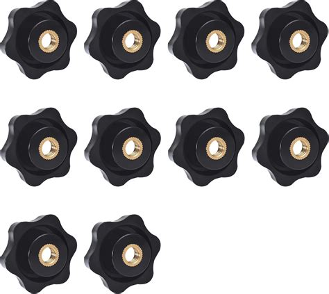 Amazon 10 PCS 6 Star Knobs M6 Hexagon Threaded Through Hole Knobs