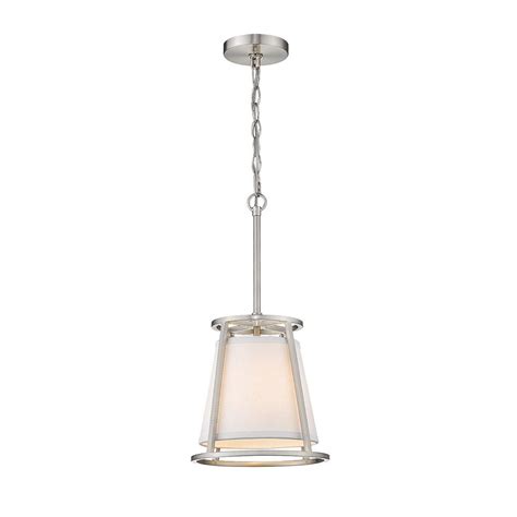 Filament Design 1 Light Brushed Nickel Mini Pendant With White Fabric Shade The Home Depot Canada