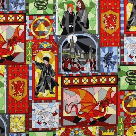 Buy The Camelot Fabrics Harry Potter Stained Glass Cotton Fabric At