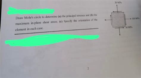 Solved Draw Mohrs Circle To Determine A The Principal