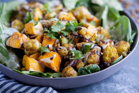 Curried Cauliflower Salad With Mango And Tahini Dressing Vegan Recipe Cauliflower Salad