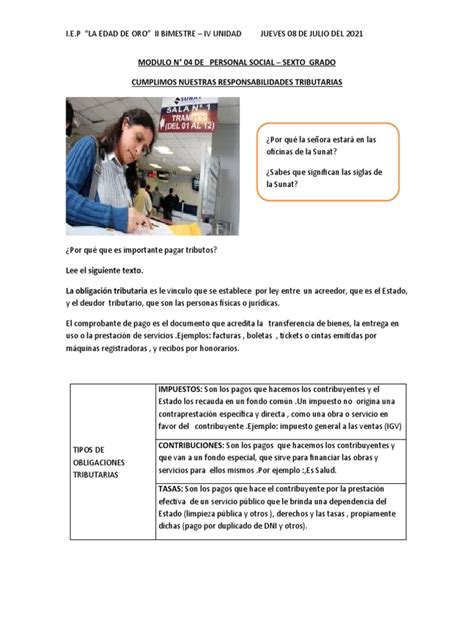 Modulo 04 Personal Social Sexto Grado Ii Bimestre Iv Unidad 2021 Pdf Política Impuestos