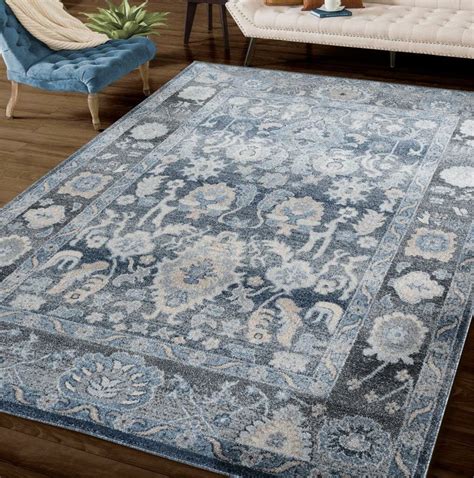 Bungalow Rose Adagio Power Loom Performance Blue Rug Wayfair