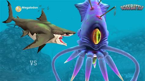 Boss Battle Megalodon Vs Colossal Squid Boss Hungry Shark World